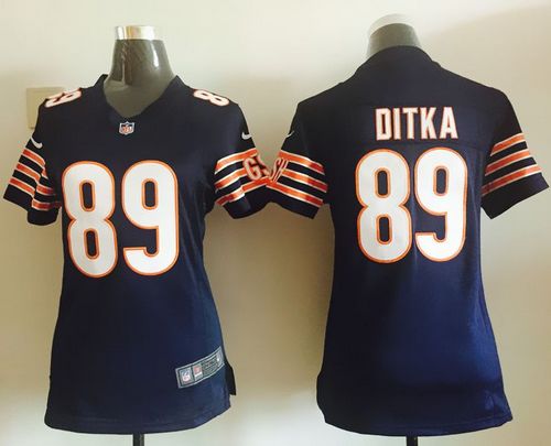 Nike Bears #89 Mike Ditka Navy Blue Team Color Women's Stitched NFL Elite Jersey - Click Image to Close